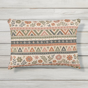 Boho-Folk-Blumen-Geometrisches Nahtloses Muster Kissen Für Draußen