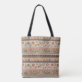 Boho-Folk-Blumen-Geometrisches Nahtloses Muster Tasche (Rückseite)