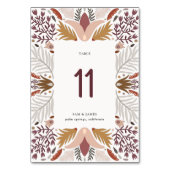 Boho Folk Botanischer Rahmen Hochzeit Tischnummer (Vorderseite)