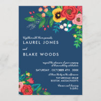 Boho Folk Bouquet - Deep Blue & Red Wedding