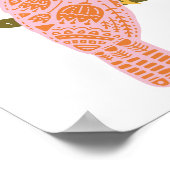 Boho Folk Floral Toucan Illustration in Rosa Poster (Ecke)