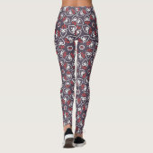 Boho Folk Hearts Pattern Tile Leggings (Rückseite)
