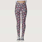 Boho Folk Hearts Pattern Tile Leggings (Vorderseite)