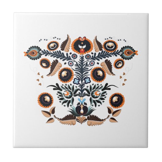 Boho Folk Pattern Fliese (Vorderseite)