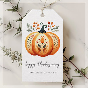 Boho Folk Pumpkin Erntedank Geschenkanhänger