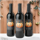 Boho Folk Pumpkin Erntedank Weinetikett