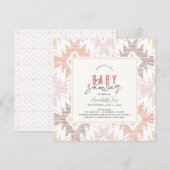 Boho Folk Textile Dusty Rose Girl Babydusche Einladung (Vorne/Hinten)