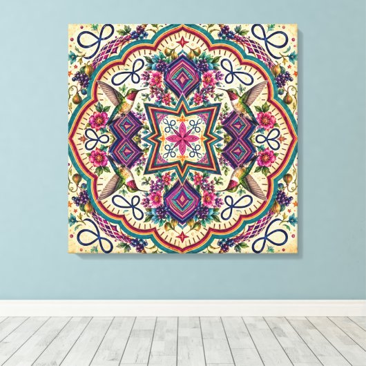 Boho-Folk-Wandkunst Leinwanddruck (Insitu (Holzboden))