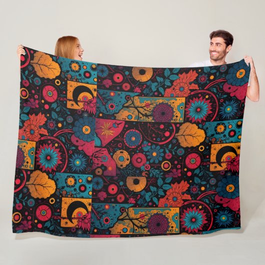Boho-Folklore-Blumen- und Mandala-Muster-Decke Fleecedecke (Beispiel)