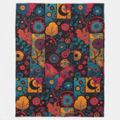 Boho-Folklore-Blumen- und Mandala-Muster-Decke Fleecedecke (Vorderseite)