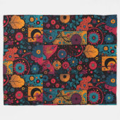 Boho-Folklore-Blumen- und Mandala-Muster-Decke Fleecedecke (Vorderseite (Horizontal))