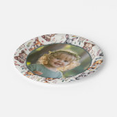 Boho Forest Animals Watercolor Kids Birthday Photo Pappteller (Schrägansicht)