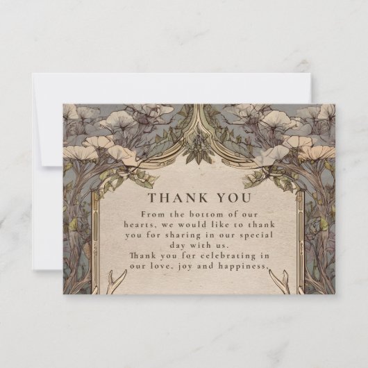 Boho Forest Antler Wedding Dankeskarte (Vorderseite)