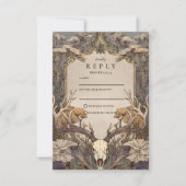 Boho Forest Antler Wedding RSVP Karte (Vorderseite)