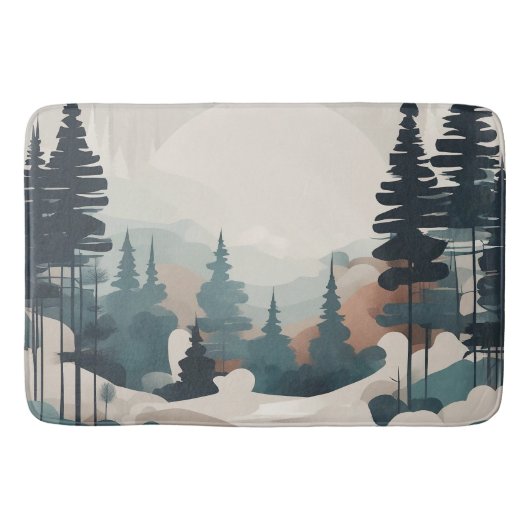Boho Forest Landscape Artwork Badematte (Vorderseite)