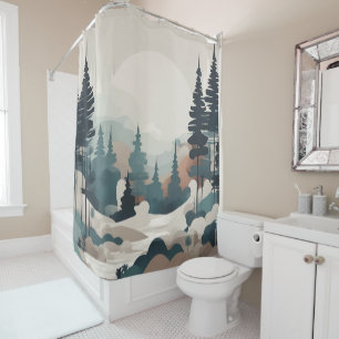 Boho Forest Landscape Artwork Duschvorhang