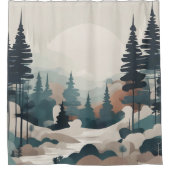 Boho Forest Landscape Artwork Duschvorhang (Vorderseite)