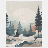 Boho Forest Landscape Artwork Fleecedecke (Vorderseite)