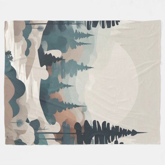 Boho Forest Landscape Artwork Fleecedecke (Vorderseite (Horizontal))
