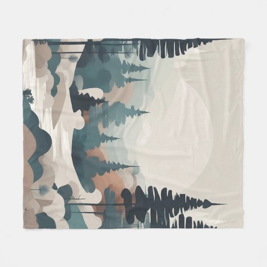 Boho Forest Landscape Artwork Fleecedecke (Vorderseite (Horizontal))