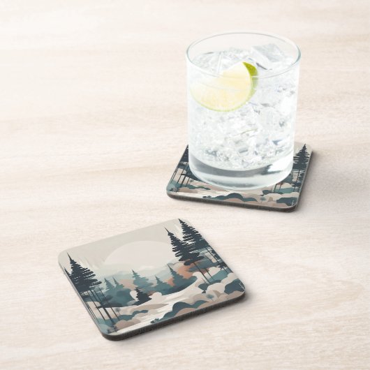 Boho Forest Landscape Artwork Getränkeuntersetzer (Rechte Seite)