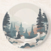 Boho Forest Landscape Artwork Getränkeuntersetzer (Vorne)