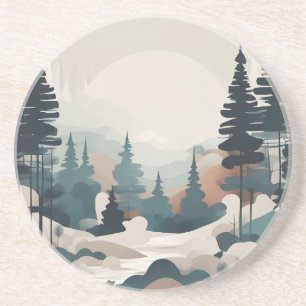 Boho Forest Landscape Artwork Getränkeuntersetzer