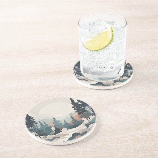 Boho Forest Landscape Artwork Getränkeuntersetzer (Seite)