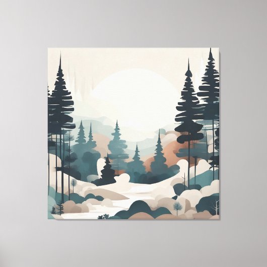 Boho Forest Landscape Artwork Leinwanddruck (Vorderseite)