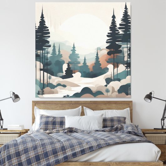 Boho Forest Landscape Artwork Leinwanddruck (Insitu (Schlafzimmer))