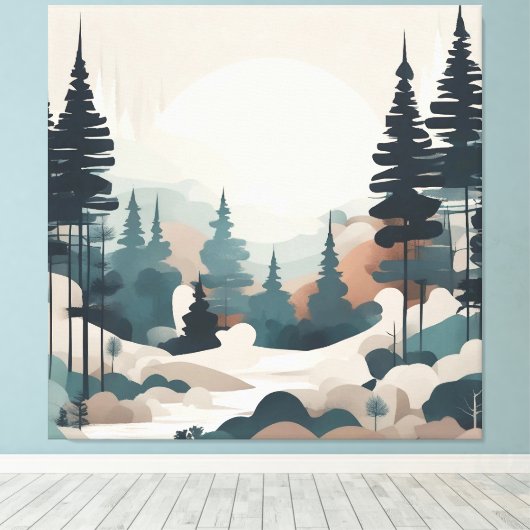 Boho Forest Landscape Artwork Leinwanddruck (Insitu (Holzboden))