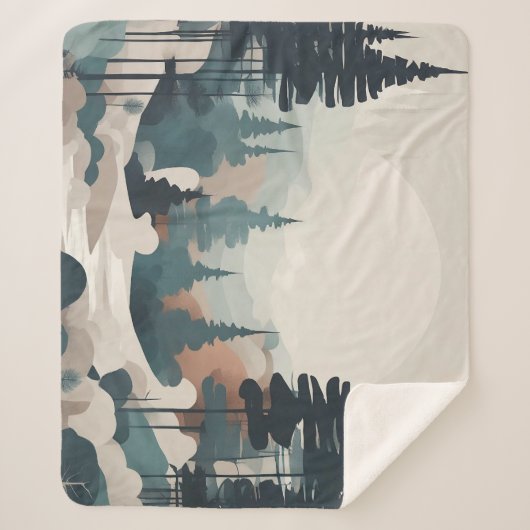 Boho Forest Landscape Artwork Sherpadecke (Vorderseite)