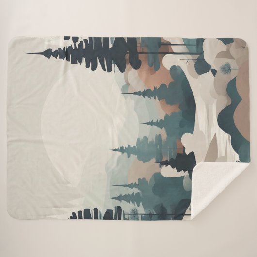 Boho Forest Landscape Artwork Sherpadecke (Vorderseite (Horizontal))