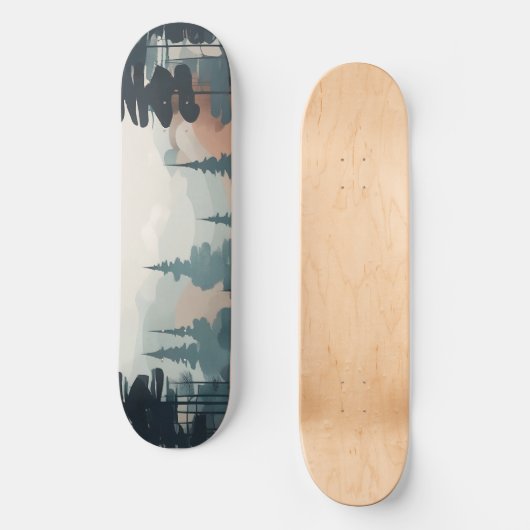 Boho Forest Landscape Artwork Skateboard (Vorderseite)
