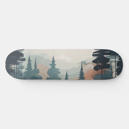 Boho Forest Landscape Artwork Skateboard (Horizontal)
