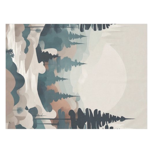 Boho Forest Landscape Artwork Tischdecke (Vorderseite (Horizontal))
