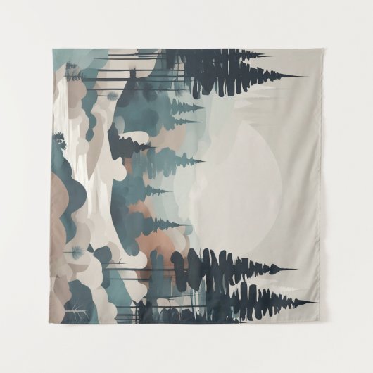 Boho Forest Landscape Artwork Wandteppich (Vorderseite (Horizontal))