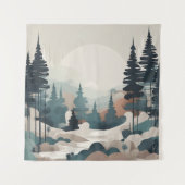 Boho Forest Landscape Artwork Wandteppich (Vorderseite)