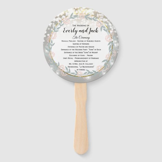 Boho Forest Mason Jar Pink Gold Wedding Program Fächer (Vorderseite)
