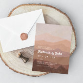 Boho Forest Mountains Retro Rosa & Brown Wedding Einladung