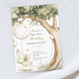 Boho forest watercolor Fairy Erster Geburtstag Einladung