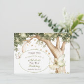 Boho forest watercolor Fairy First birthday Dankeskarte (Stehend Vorderseite)