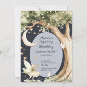 Boho forest watercolor Fairy First birthday Einladung (Vorderseite)