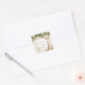 Boho Forest Watercolor Fairy First birthday Quadratischer Aufkleber (Umschlag)