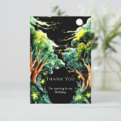 Boho Forest Woodland Geburtstag Dankeskarte (Stehend Vorderseite)