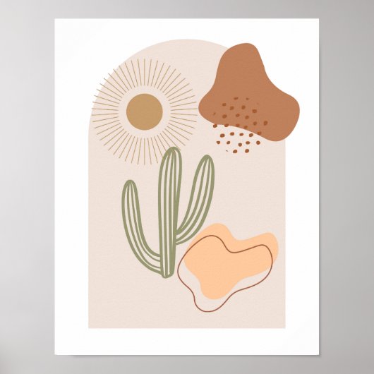 Boho Formen Abstrakt Beige Terracotta Poster (Vorne)