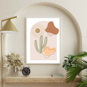 Boho-Formen Abstrakter Beiger Terrakotta-Sonnenkak Poster