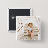 Boho Formen mit Name und Foto Arch Button (Vorne & Hinten)