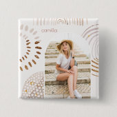 Boho Formen mit Name und Foto Arch Button (Vorderseite)