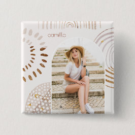 Boho Formen mit Name und Foto Arch Button